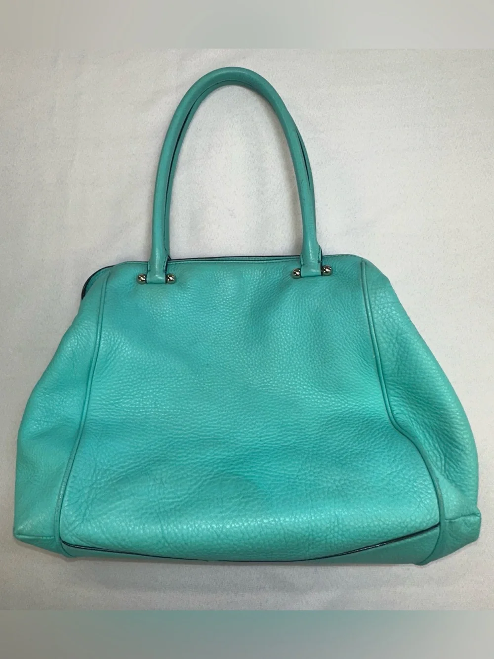 KATE SPADE Turquoise Satchel Purse Handbag Striped Interior Roomy